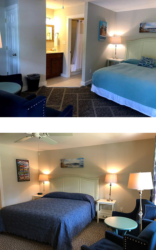 Cozy and well-appointed guest room at Island Place, Bar Harbor.